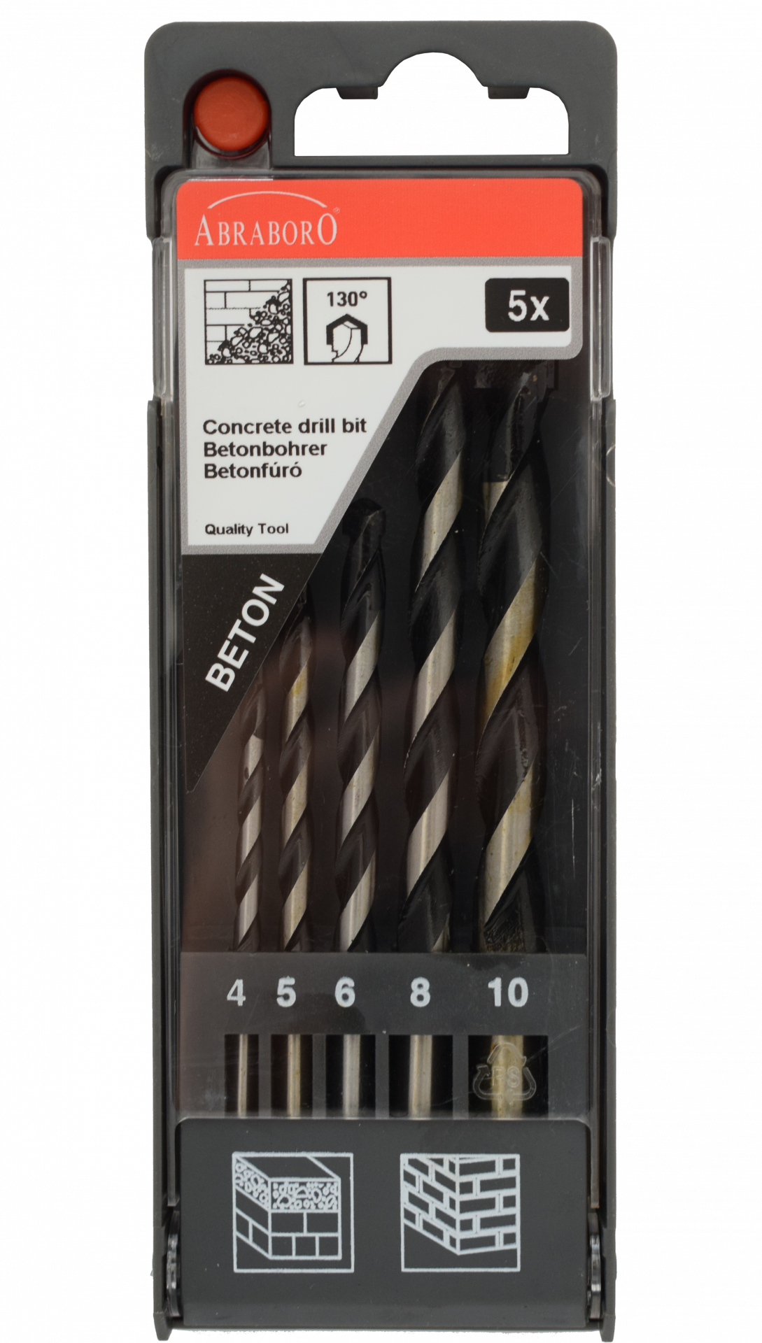 Abraboro 5 részes Standard betonfúró készlet műanyag dobozban termék fő termékképe