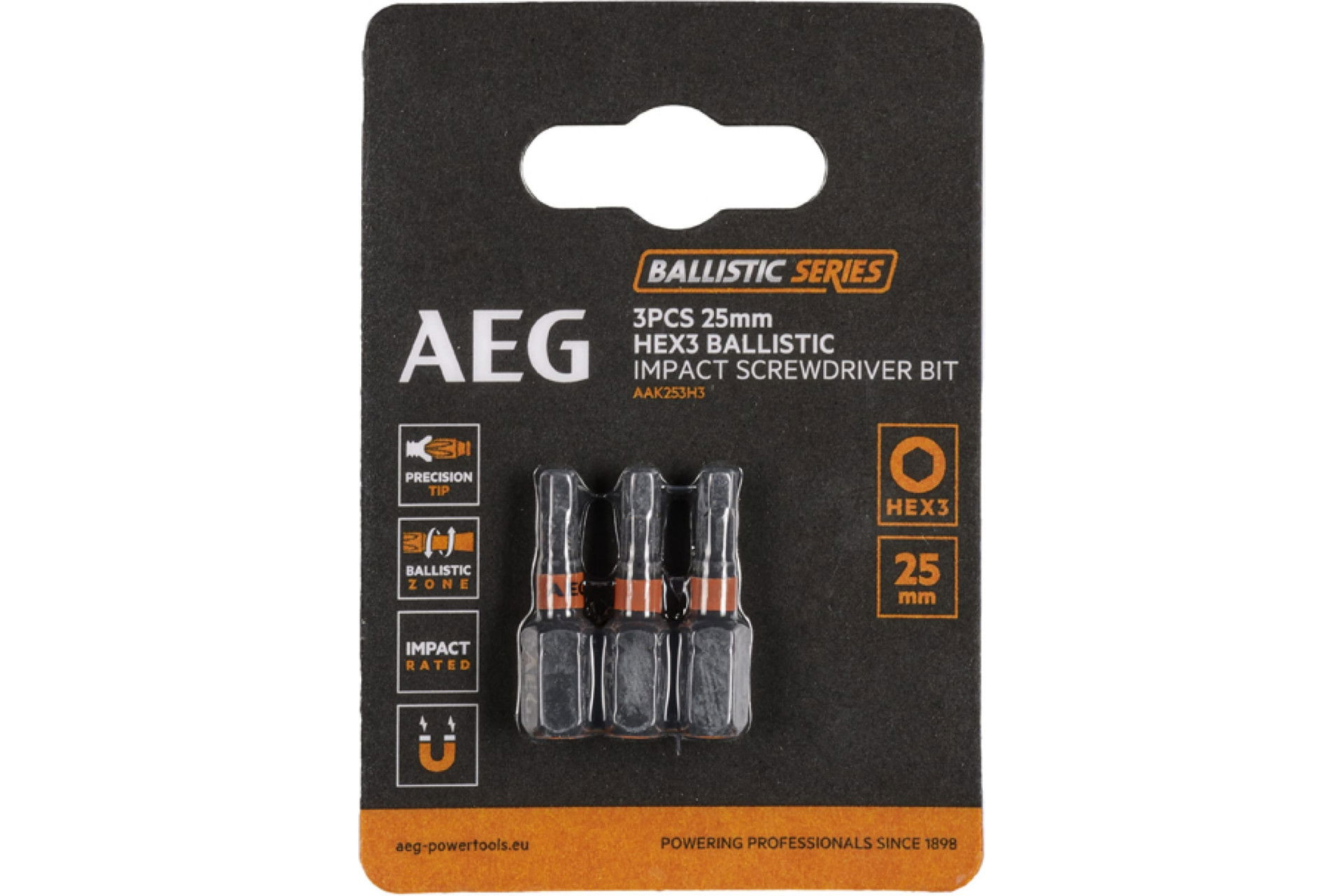 AEG AAK253 25mm HEX 3 csavarozó bit 3db/bliszter termék fő termékképe